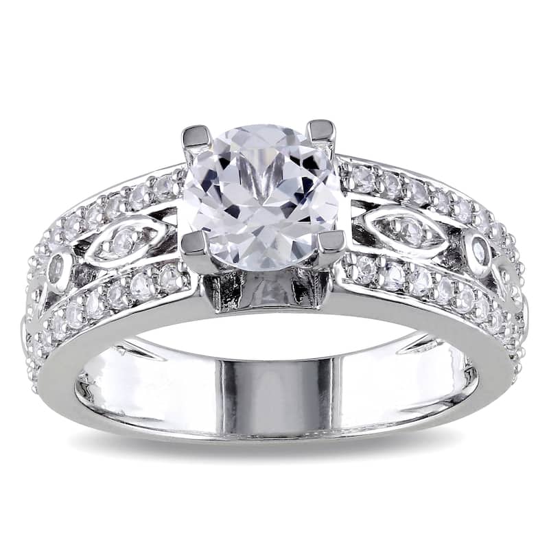 Miadora Sterling Silver Created White Sapphire Engagement Ring - 4
