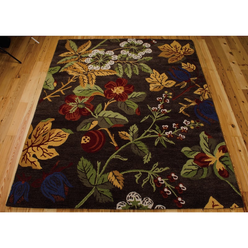 Nourison Applique Chocolate Area Rug (7'6 x 9'6) - 7'6" x 9'6"