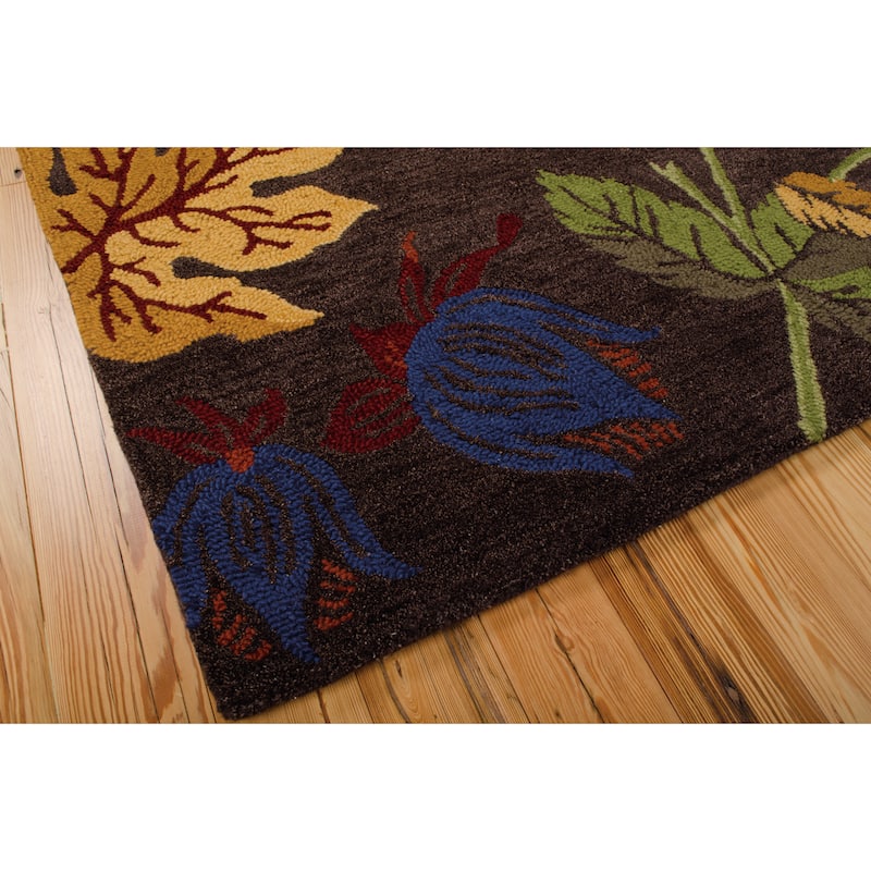 Nourison Applique Chocolate Area Rug (7'6 x 9'6) - 7'6" x 9'6"