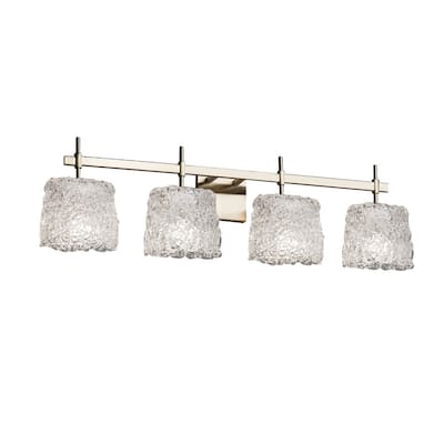 Justice Design Veneto Luce Union 4-light Brushed Nickel Bath Bar, Lace Oval Shade
