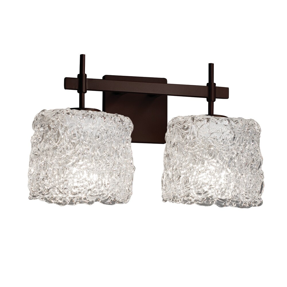 Justice Design Veneto Luce Union 2-light Dark Bronze Bath Bar, Lace Oval Shade