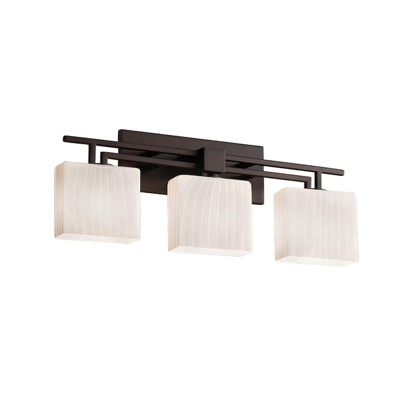 Justice Design Fusion Aero 3-light Dark Bronze Bath Bar, Ribbon Rectangle Shade