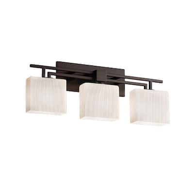 Justice Design Fusion Aero 3-light Dark Bronze Bath Bar, Ribbon Rectangle Shade