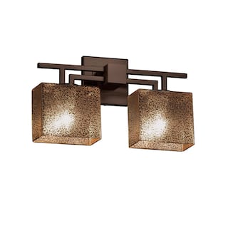Justice Design Fusion Aero 2-light Dark Bronze Bath Bar, Mercury Rectangle Shade