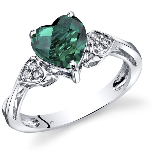 Shop Oravo 14K White Gold 1.5 Carats Created Emerald Heart Shape ...