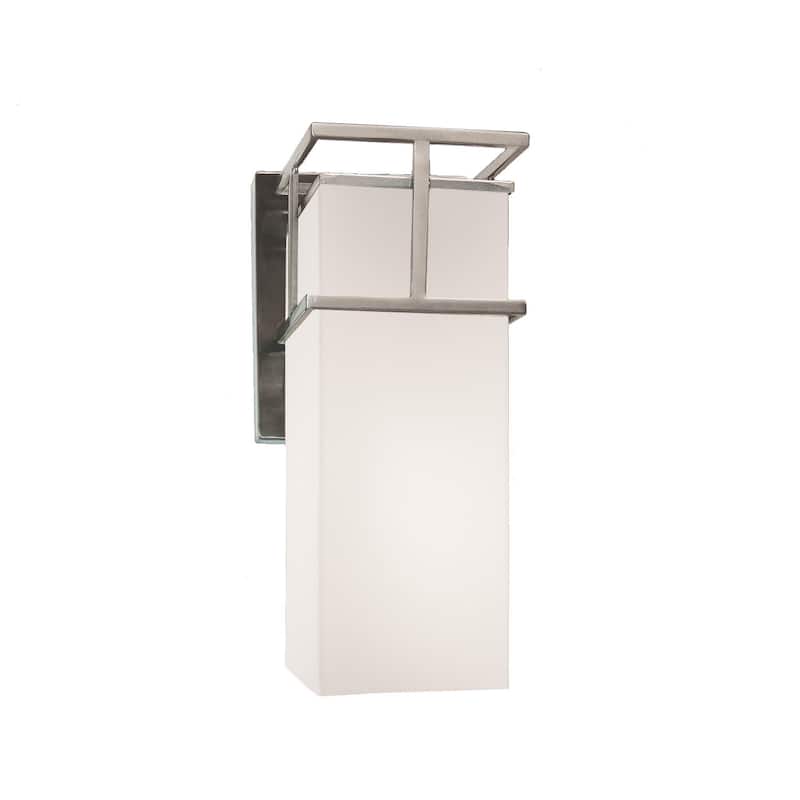 Justice Design Fusion Structure Brushed Nickel LED Large Outdoor Wall Sconce, Opal Shade