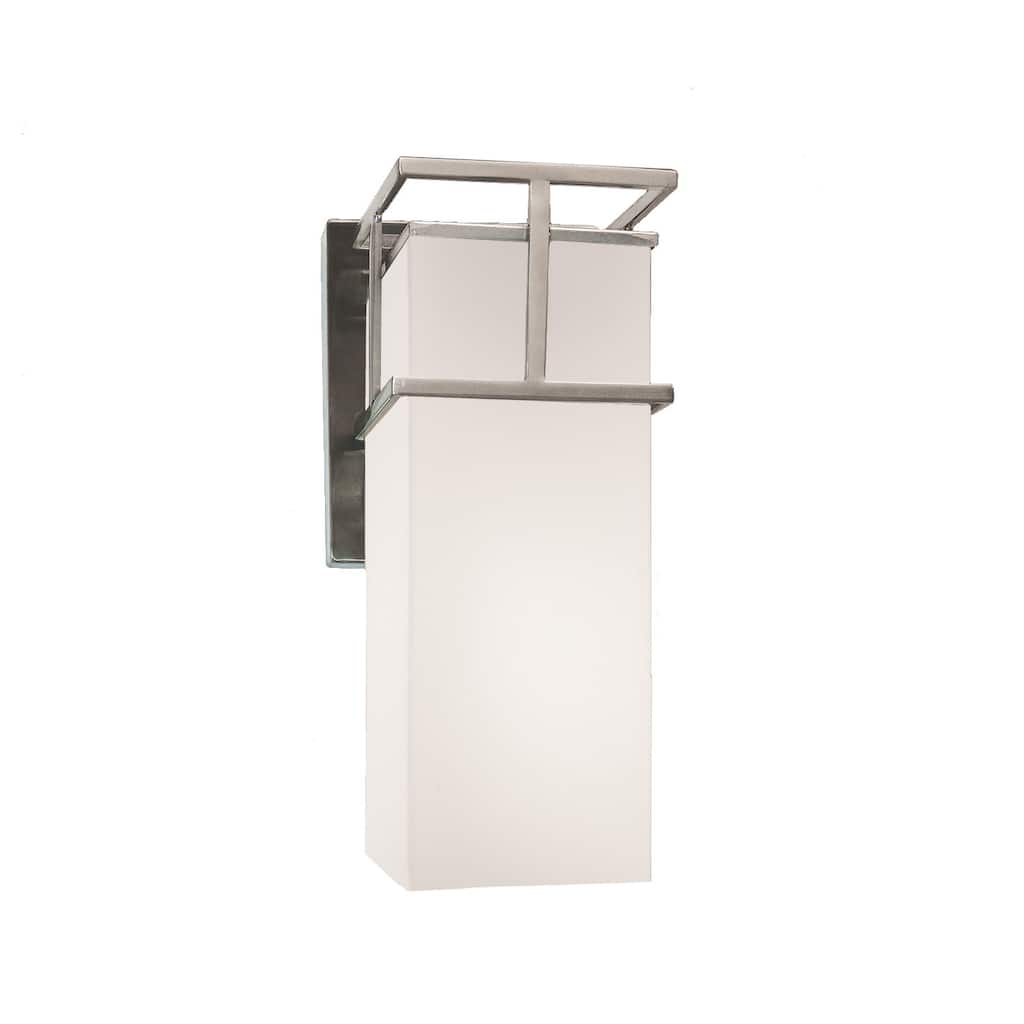 Justice Design Fusion Structure Brushed Nickel LED Large Outdoor Wall Sconce, Opal Shade