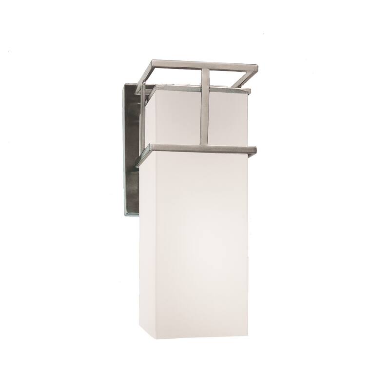 Justice Design Fusion Structure Brushed Nickel LED Large Outdoor Wall Sconce, Opal Shade - Brushed Nickel