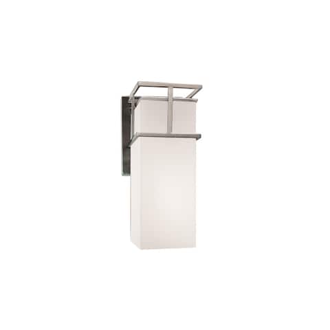 Justice Design Fusion Structure Brushed Nickel LED Outdoor Wall Sconce, Opal Shade