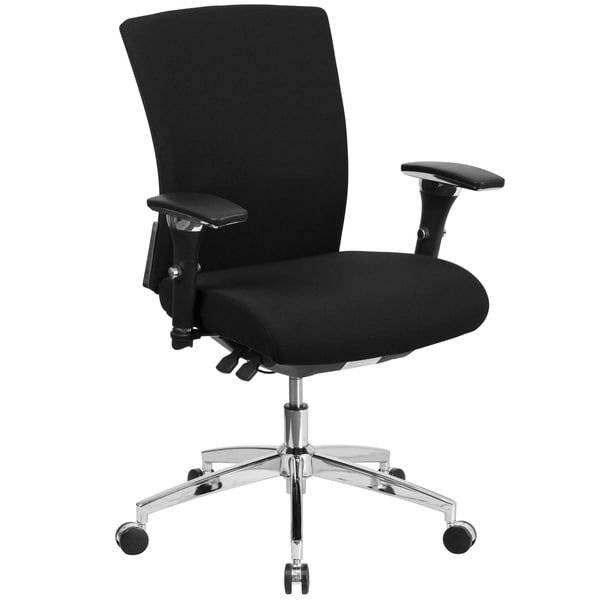 Intensive Use 300 lb. Rated Black Fabric Multifunction Chair with Seat Slider
