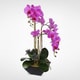 preview thumbnail 3 of 1, Real Touch Phalaenopsis Silk Orchid Arragnement in a Metal Pot - Purple