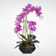 preview thumbnail 2 of 1, Real Touch Phalaenopsis Silk Orchid Arragnement in a Metal Pot - Purple