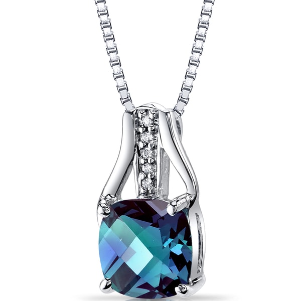Oravo 14k White Gold 2 1/2ct TGW Alexandrite and Diamond Accent Pendant