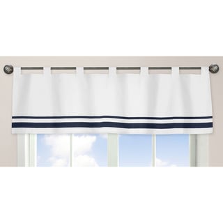 Sweet Jojo Designs White and Navy Hotel Collection Window Curtain Valance