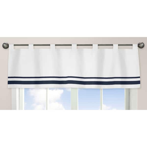 slide 1 of 1, Sweet Jojo Designs White and Navy Hotel Collection Window Curtain Valance