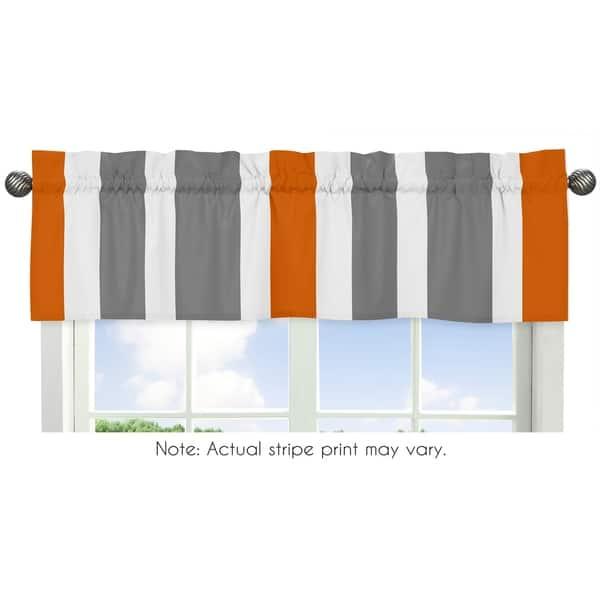 slide 1 of 1, Sweet Jojo Designs Grey and Orange Stripe Collection Window Curtain Valance