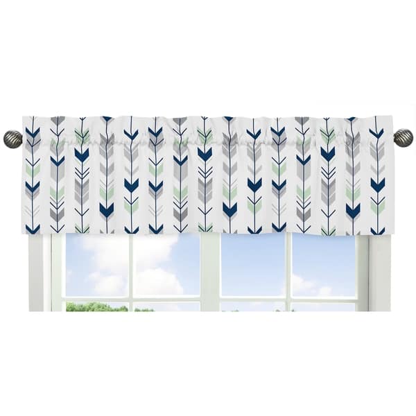 slide 1 of 1, Sweet Jojo Designs Grey and Mint Mod Arrow Collection Window Curtain Valance