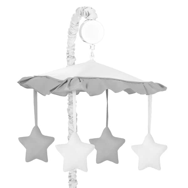 slide 1 of 1, Sweet Jojo Designs White and Grey Hotel Collection Musical Mobile
