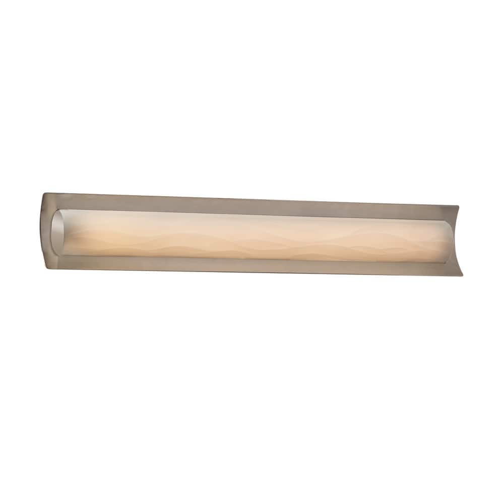 Justice Design Porcelina Lineate 30-inch Brushed Nickel ADA LED Wall/ Bath Bar, Waves Shade