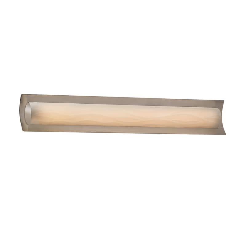 Justice Design Porcelina Lineate 30-inch Brushed Nickel ADA LED Wall/ Bath Bar, Waves Shade