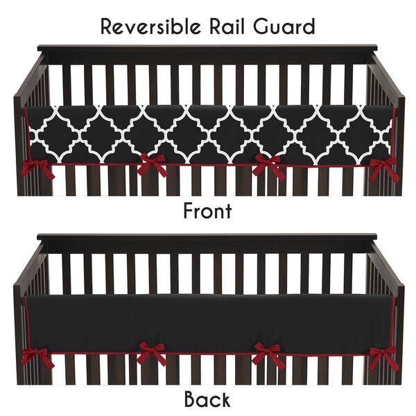 Sweet Jojo Designs Red and Black Trellis Collection Long Crib Rail