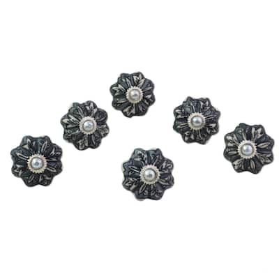 NOVICA Handmade Flower Harmony Ceramic Cabinet Knobs, Set of 6 (India ...