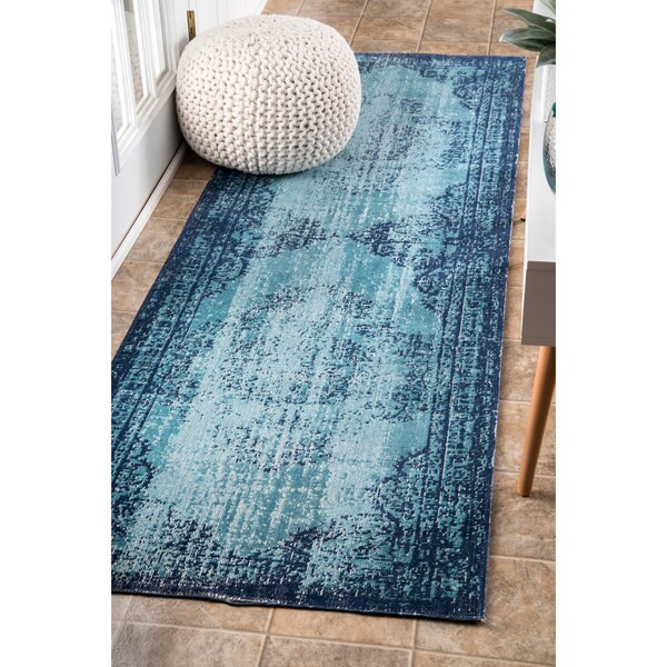 Shop nuLOOM Vintage Persian Distressed Blue Runner Rug 2'8 x 8' On