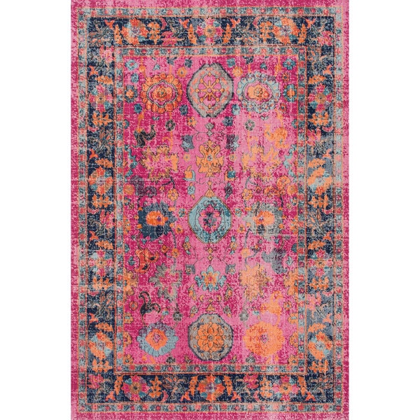 nuLOOM Vintage Persian Distressed Floral Pink Rug (8' x 10') Free