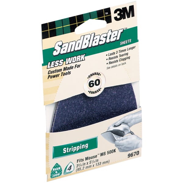 3M 9670SBES 60 Grit SandBlaster Sandpaper For Mouse Sander Bed Bath