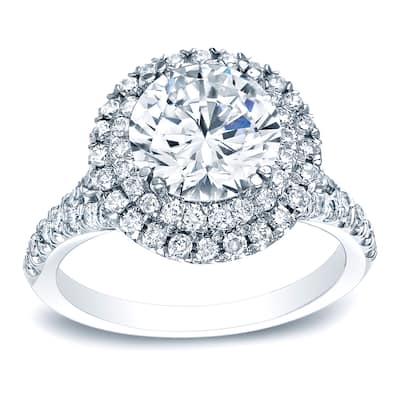 Auriya Platinum 1 5/8ctw Double Halo Diamond Engagement Ring (H-I, SI1-SI2)