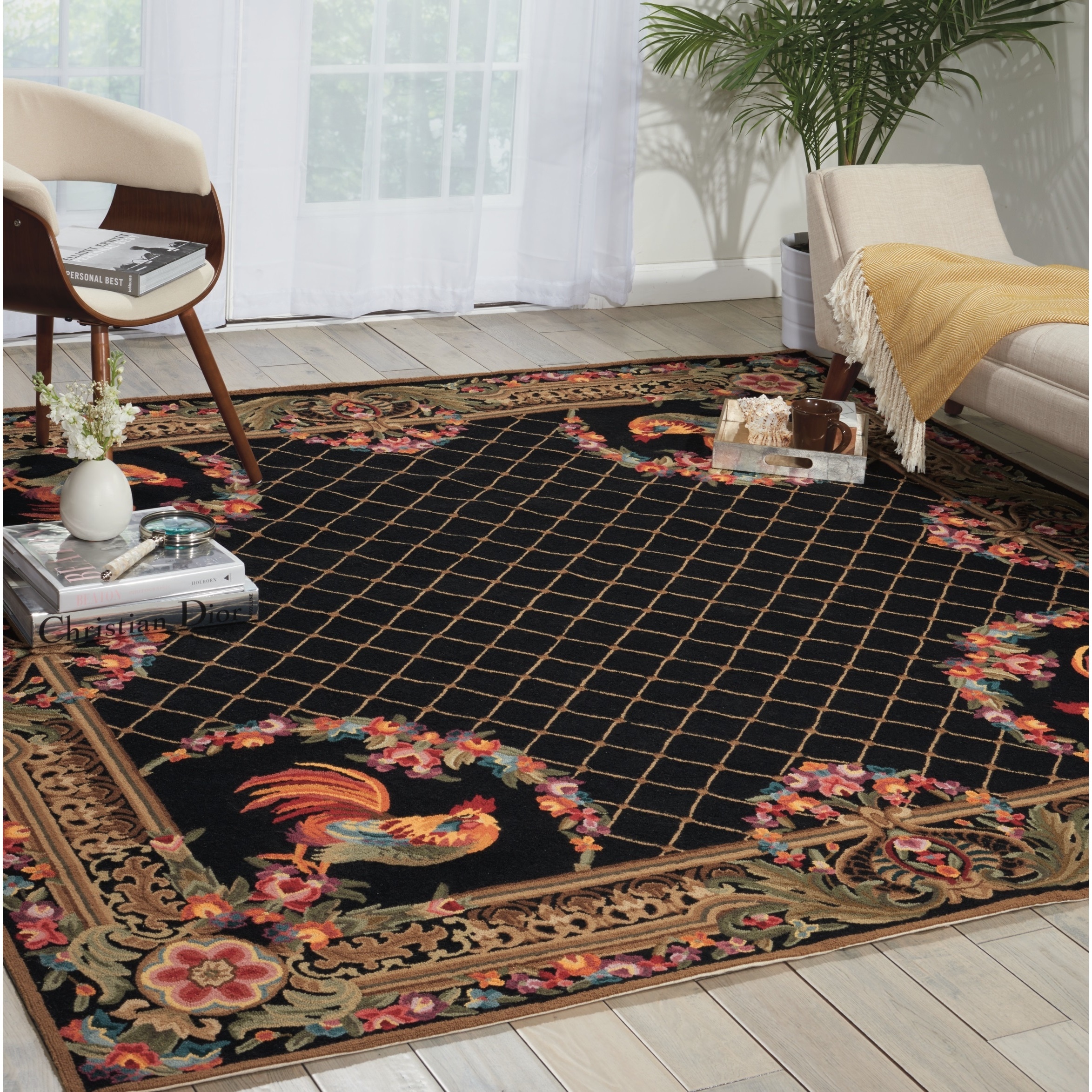 Nourison Bijou Black Area Rug (8' Square) - 8' Round