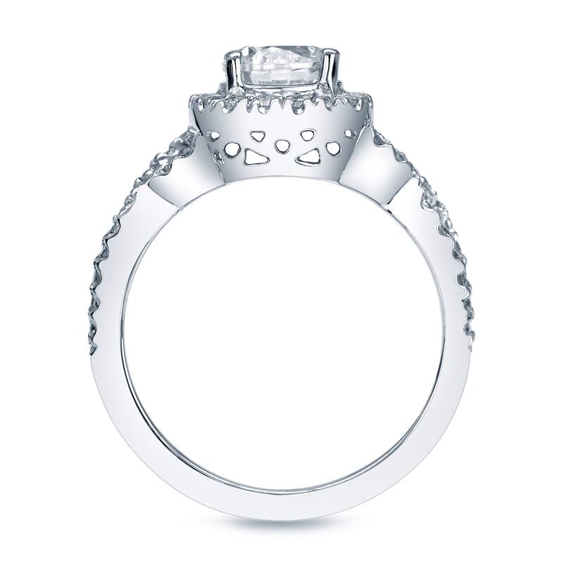 Auriya Platinum 1 1/2ctw Braided Twist Halo Diamond Engagement Ring
