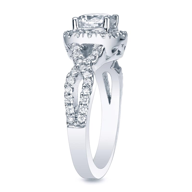 Auriya Platinum 1 1/2ctw Braided Twist Halo Diamond Engagement Ring