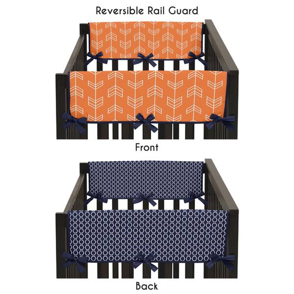 Sweet Jojo Designs Side Crib Rail Guard Covers for Orange and Navy Blue