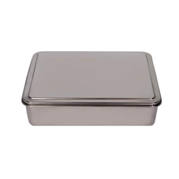 YBM HOME Stainless Steel Covered Cake Pan, Silver (Medium-)