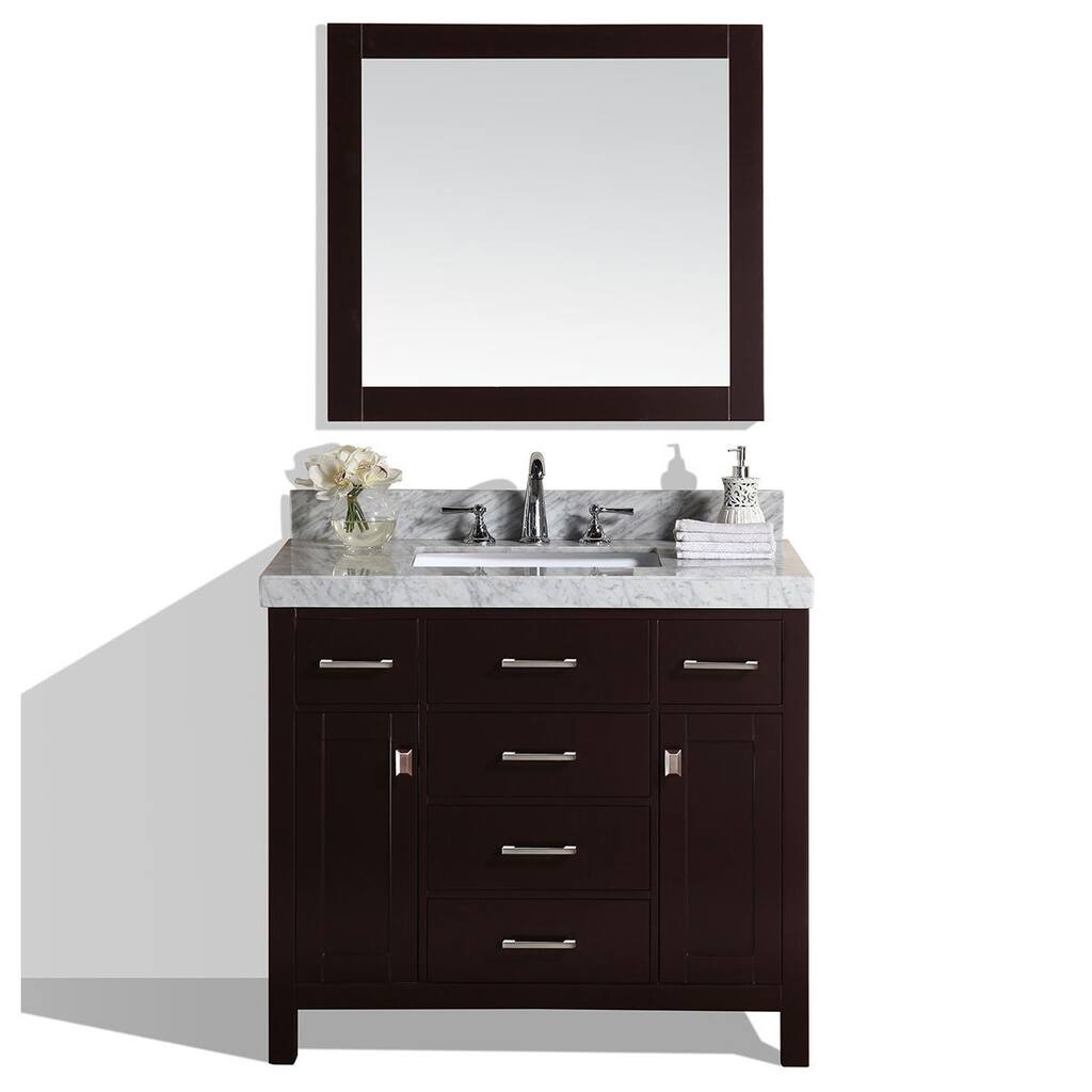 40-inch Malibu Espresso Single Modern Bathroom Vanity with White Marble ...