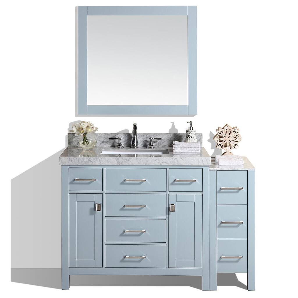 52-inch Malibu Gray Single Bathroom Vanity with Side Cabinet and Marble Top