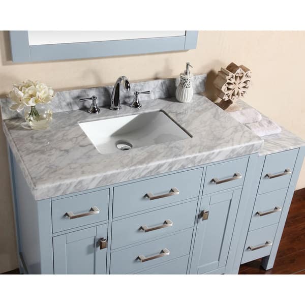 52 Inch Malibu Gray Single Bathroom Vanity With Side Cabinet And Marble Top Overstock 12407593