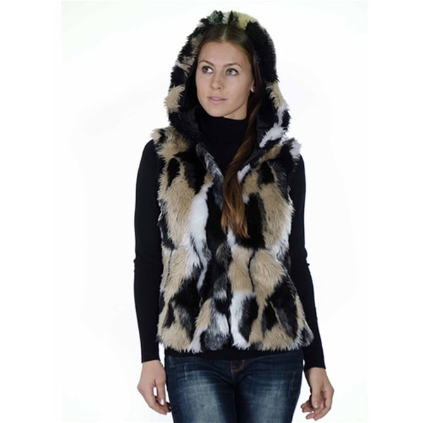 fur hooded vest for womens