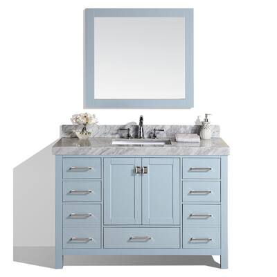 60-inch Malibu Gray Single Modern Bathroom Vanity with White Marble Top