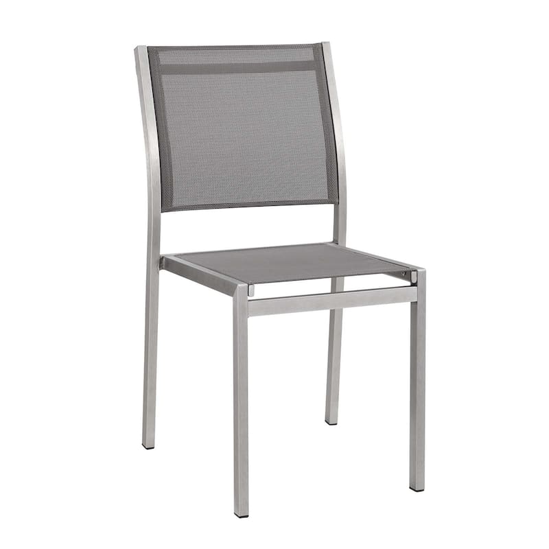 Modway Shore Aluminum Mesh Outdoor Patio Dining Accent Side Chair - Silver Gray