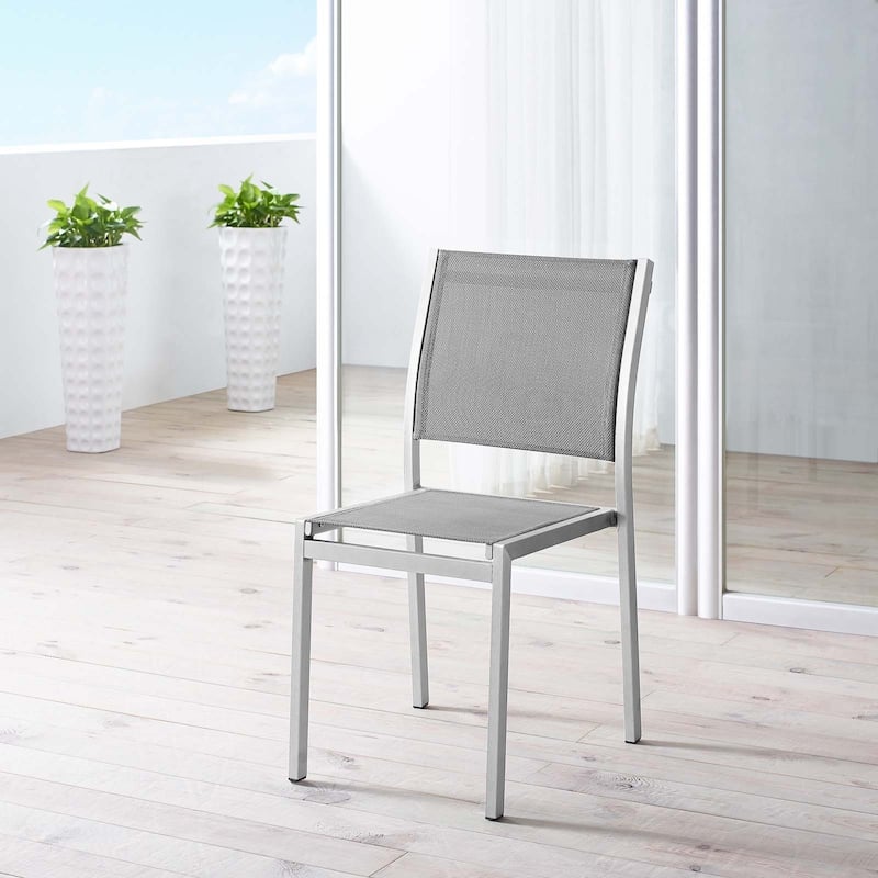 Modway Shore Aluminum Mesh Outdoor Patio Dining Accent Side Chair