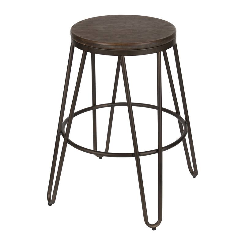 Carbon Loft Hall Wood and Metal Bar Stools (Set of 4)