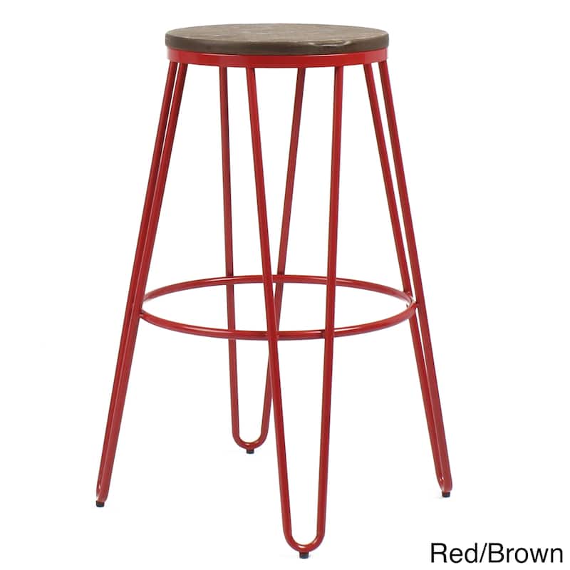 Carbon Loft Hall Wood and Metal Bar Stools (Set of 4)