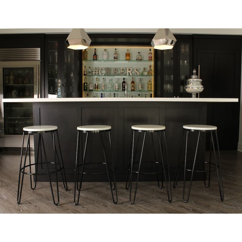 Carbon Loft Hall Wood and Metal Bar Stools (Set of 4)