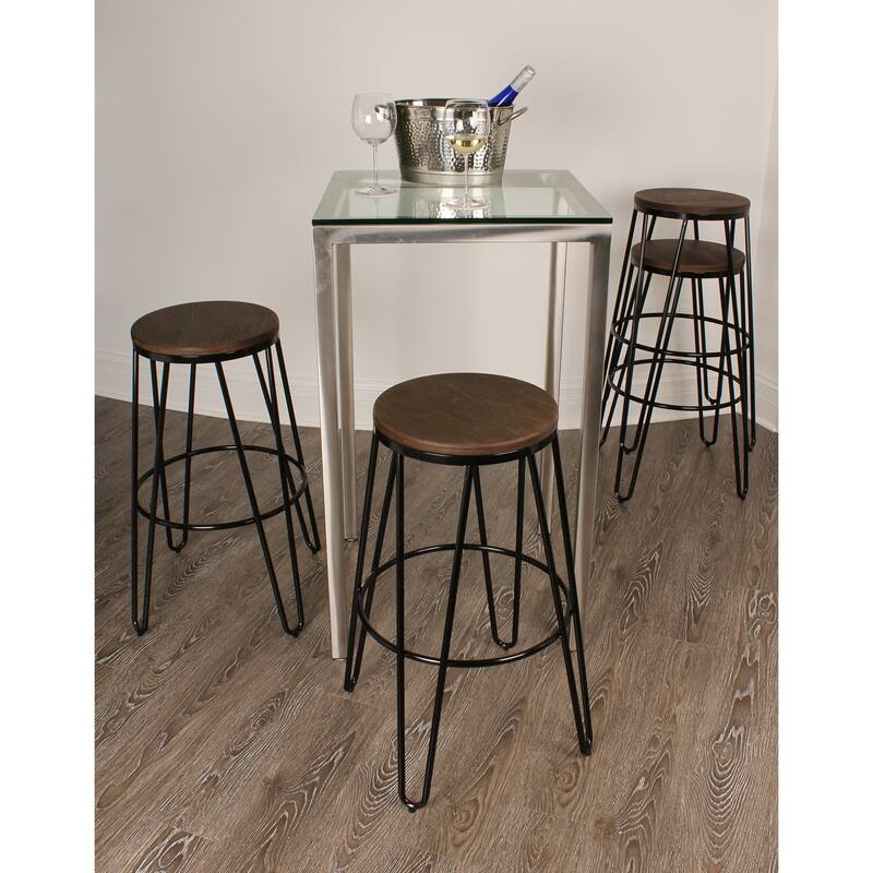 Carbon Loft Hall Wood and Metal Bar Stools (Set of 4)