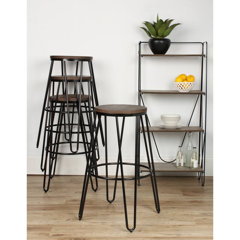 Carbon Loft Hall Wood and Metal Bar Stools (Set of 4) On Sale Bed