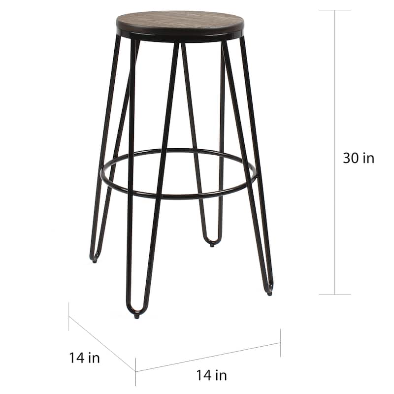 Carbon Loft Hall Wood and Metal Bar Stools (Set of 4)