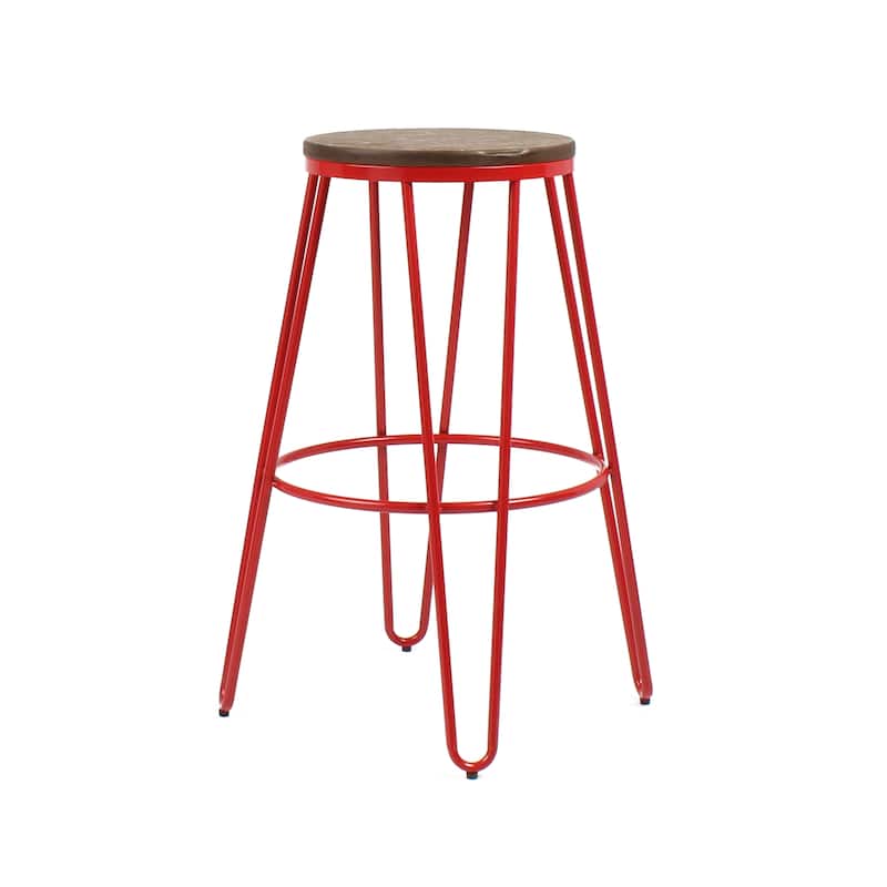 Carbon Loft Hall Wood and Metal Bar Stools (Set of 4)