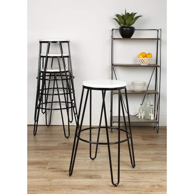 Carbon Loft Hall Wood and Metal Bar Stools (Set of 4)